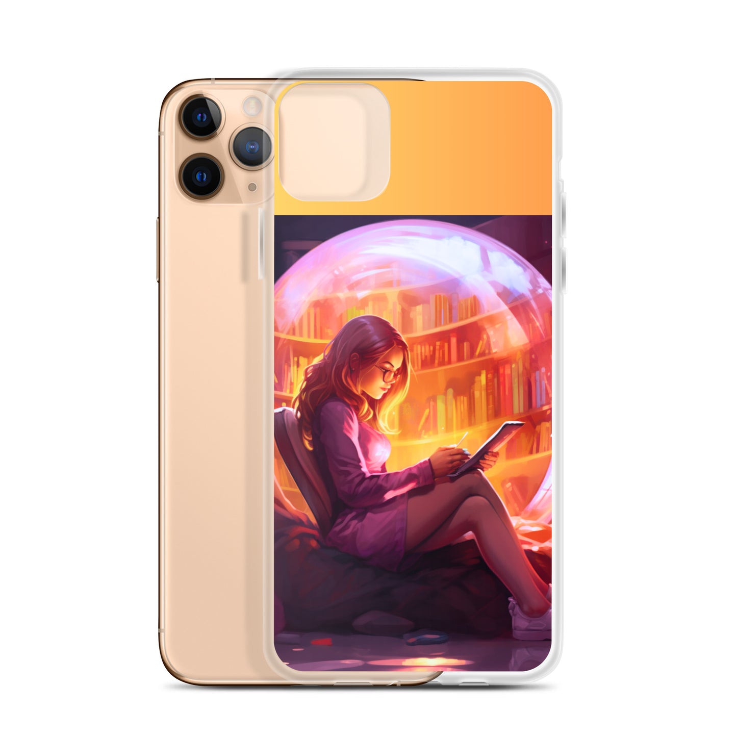 Clear Case for iPhone®, Reading Bubble Gold