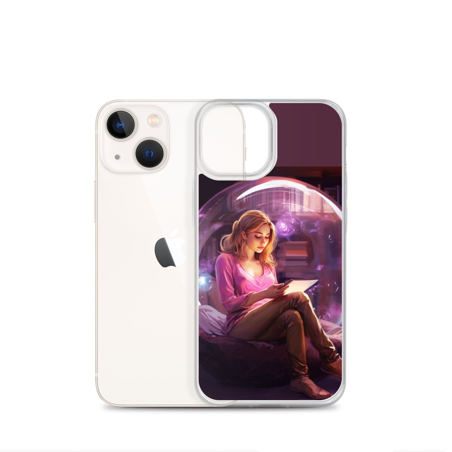 Clear Case for iPhone®, Reading Bubble Purple