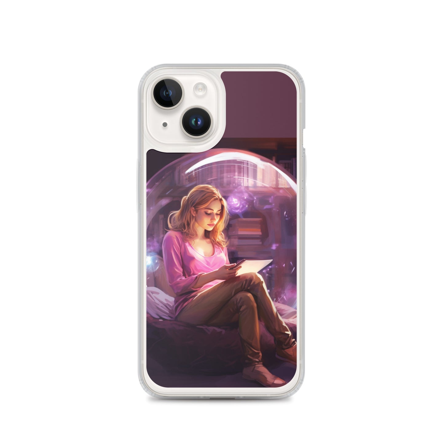 Clear Case for iPhone®, Reading Bubble Purple